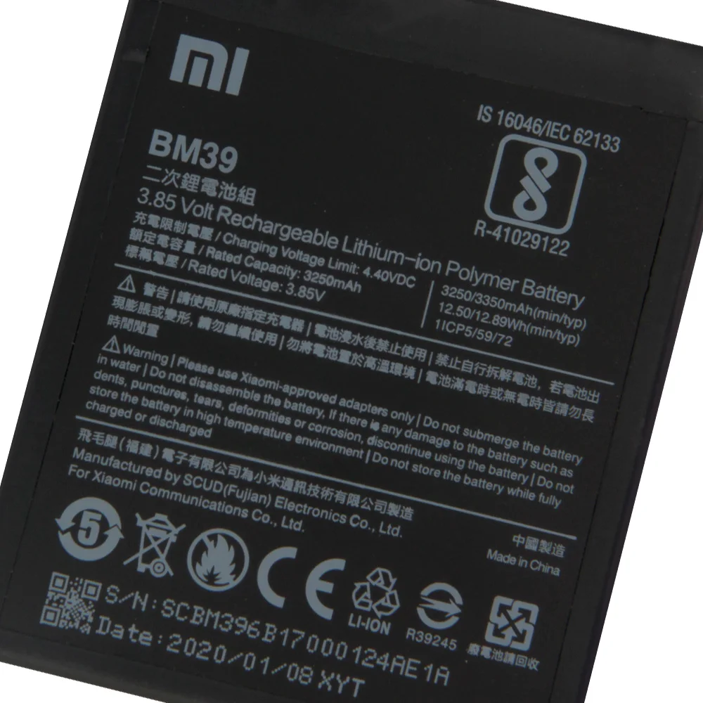 Original Replacement Battery For Xiaomi Mi 6 Mi6 MCE16 BM39 Genuine Phone 3350mAh | Мобильные телефоны и аксессуары