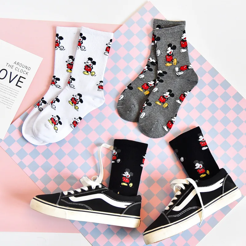 Осень зима 2020 новые хлопковые носки с мультяшным рисунком Микки Мауса из