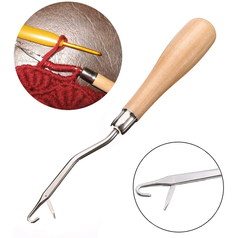 Набор из 5 крючков для вязания ковров разных размеров с изогнутой застежкой для рукоделия и шитья.