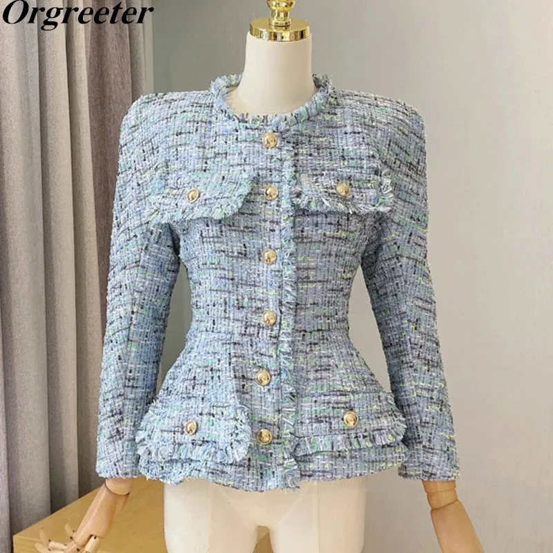 Осенняя мода 2020 шикарный дизайн подплечник цветок бутон подол Женский твидовый