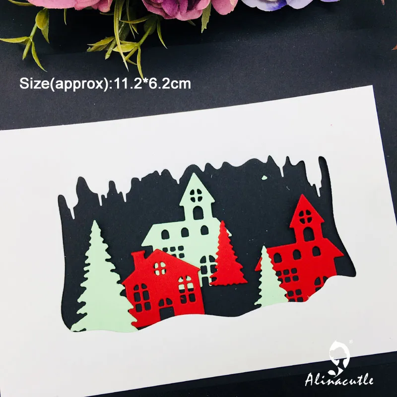 Высечки для резки металла зимний дом деревенское дерево alinaccraft альбом