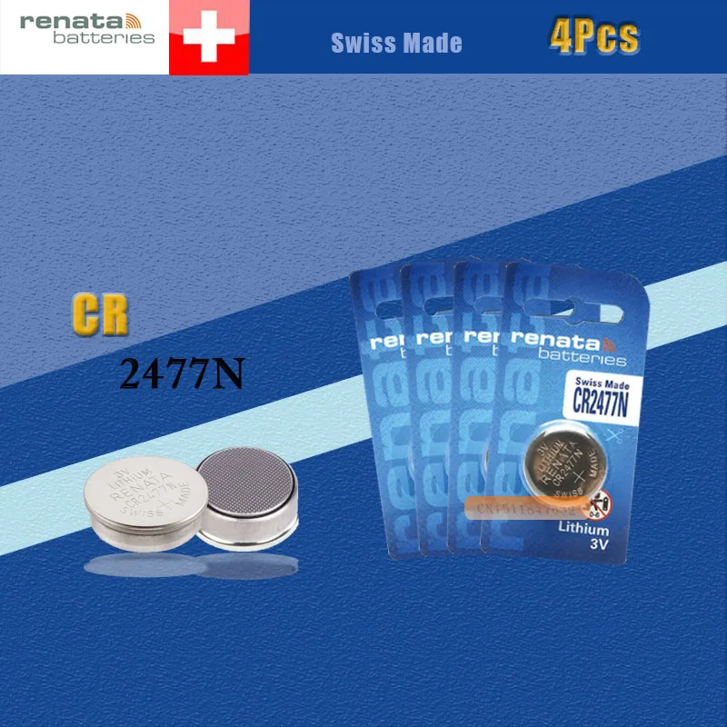 4 шт./лот Новый CR2477N Renata Сменный аккумулятор для часов Swiss Lithium Coin 3 вольт|watch