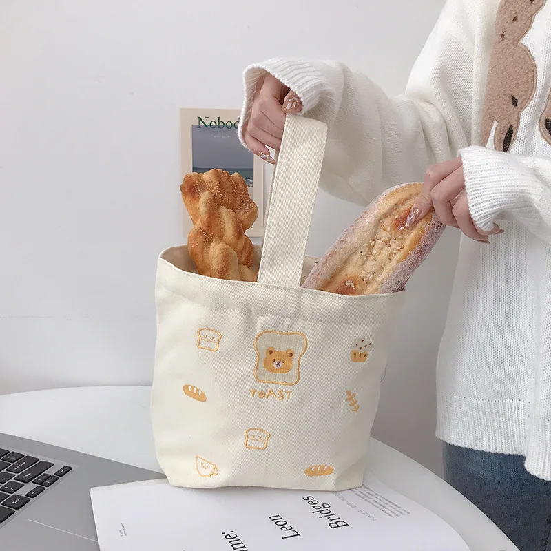 

Hand-held canvas bag office MOM Bento packet student lovely packet Packaged Food Thermal Bags