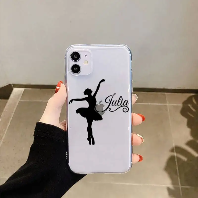 

Ballet girl simple pattern Phone Case Transparent for iPhone 6 7 8 11 12 s mini pro X XS XR MAX Plus