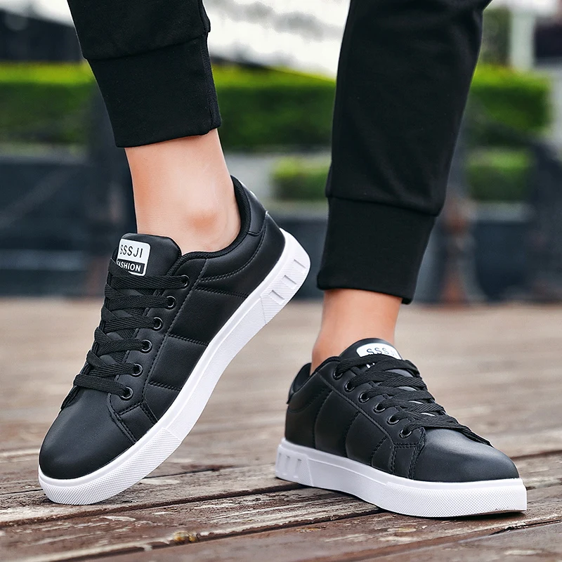 

Man Sneakers Leather Shoes Light Casual Shoes Male Fashion Breathable White Men Flats Sports Shoes Mens Trainers Herren Schuhe
