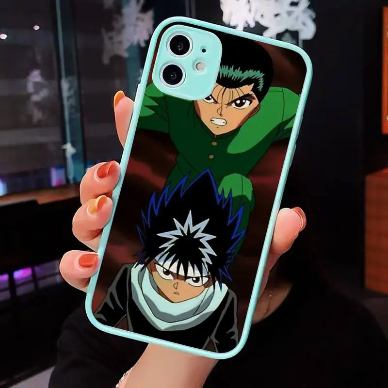 

Yu Yu Yuyu Hakusho anime Phone Case For iPhone 12 11 Mini Pro XR XS Max 7 8 Plus X Matte transparent blue Back Cover