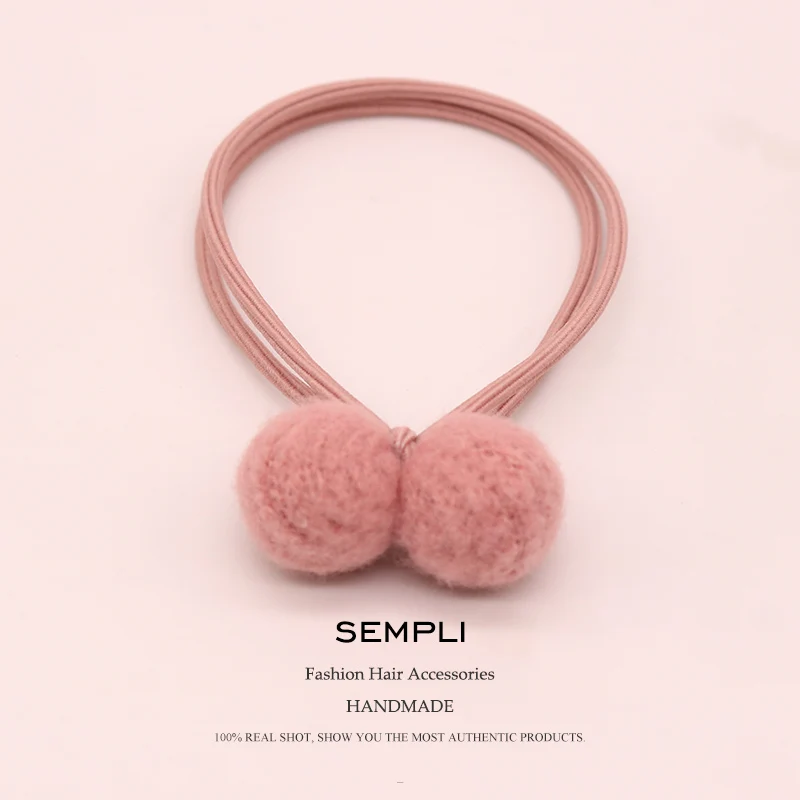 Sempli высококачественные нейлоновые эластичные женские обручи для девочек зимний пушистый шар ручной работы резинки Haar аксессуары mujer