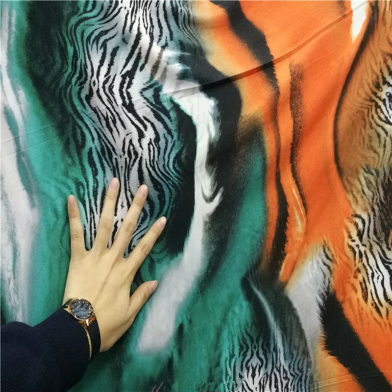 Мягкий эластичный трикотажный синий зеленый оранжевый контрастный Леопардовый