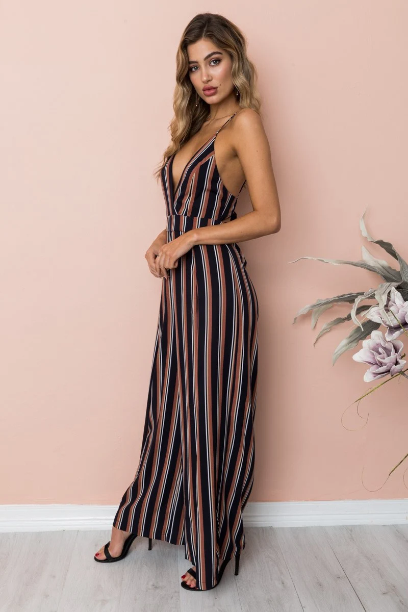 Nadafair Boho Цветочные Комбинезоны для женщин V образным вырезом спинки Лук ремень Летний Пляжный комбинезон длинные брюки