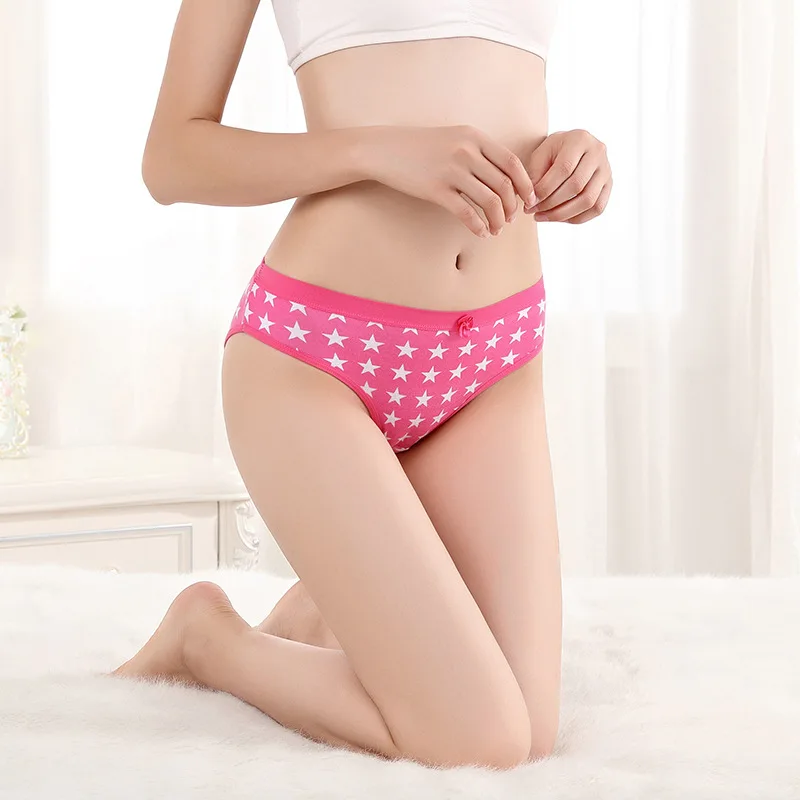 

3 шт./компл. наряд, сексуальное женское нижнее белье, женские модные хлопковые трусы с принтом звезд, случайный цвет