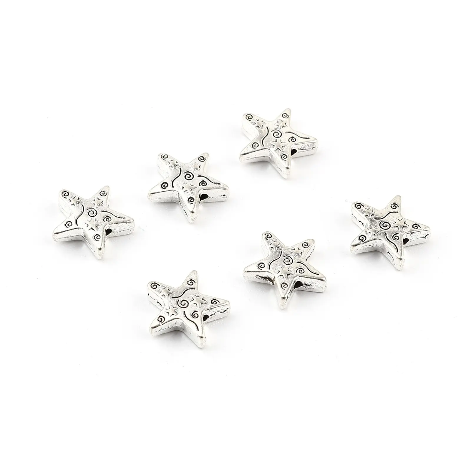 

50PCs/set Ocean Jewelry Spacer Beads Scallop Star Fish Antique Silver Color Bead Jewelry Making DIY Bracelet Necklace Accessory