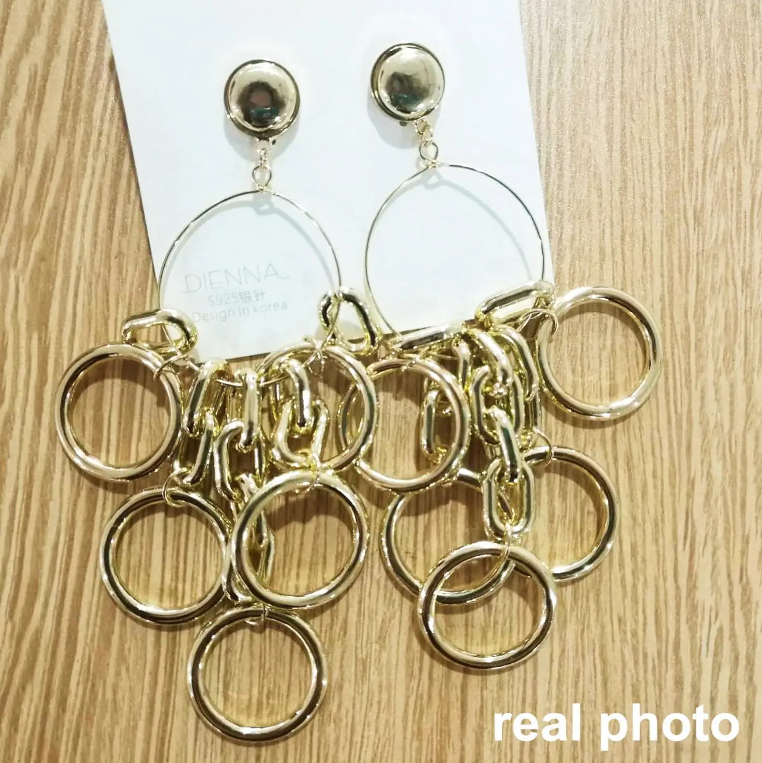 WKOUD EAM женские круглые металлические большие серьги висюльки очаровательные