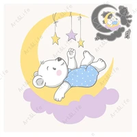 cute baby bear moon 2022 christmas new metal cutting dies stencils for diy scrapbooking album birthday cards embossing cut die