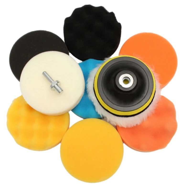 

11Pcs 3inch Car Polishing Disc Self-Adhesive Buffing Waxing Sponge Wool Wheel Polishing Pad For Drill Adapter W91F