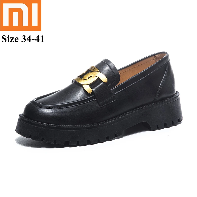 

Xiaomi 2021 New Black Platform Shoes Women's Loafers Pumps Women's Footwear Designer Platform Round Toe Shoes Party Shoes 795