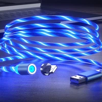 micro usb magnetic flowing light led cable for samsung type c charging charge for iphone 1m magnet charger usb c cables