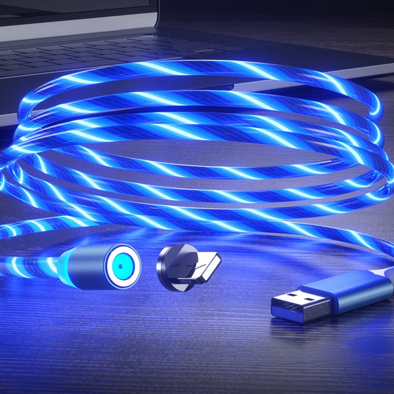 Магнитный кабель USB Lightning/Type C/Micro светящийся 1м в ассортименте.|Кабели для