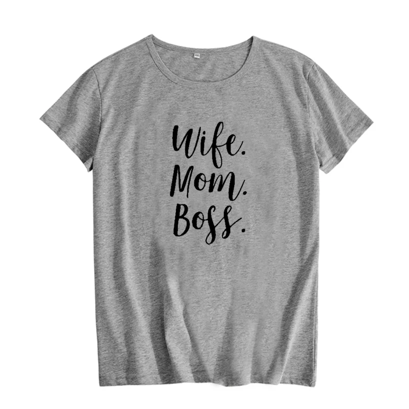 Женская футболка с надписью MOM BOSS черно белая для вечеринки 2019|Футболки| |