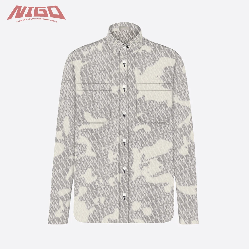 

Черно-белая хлопковая джинсовая рубашка NIGO