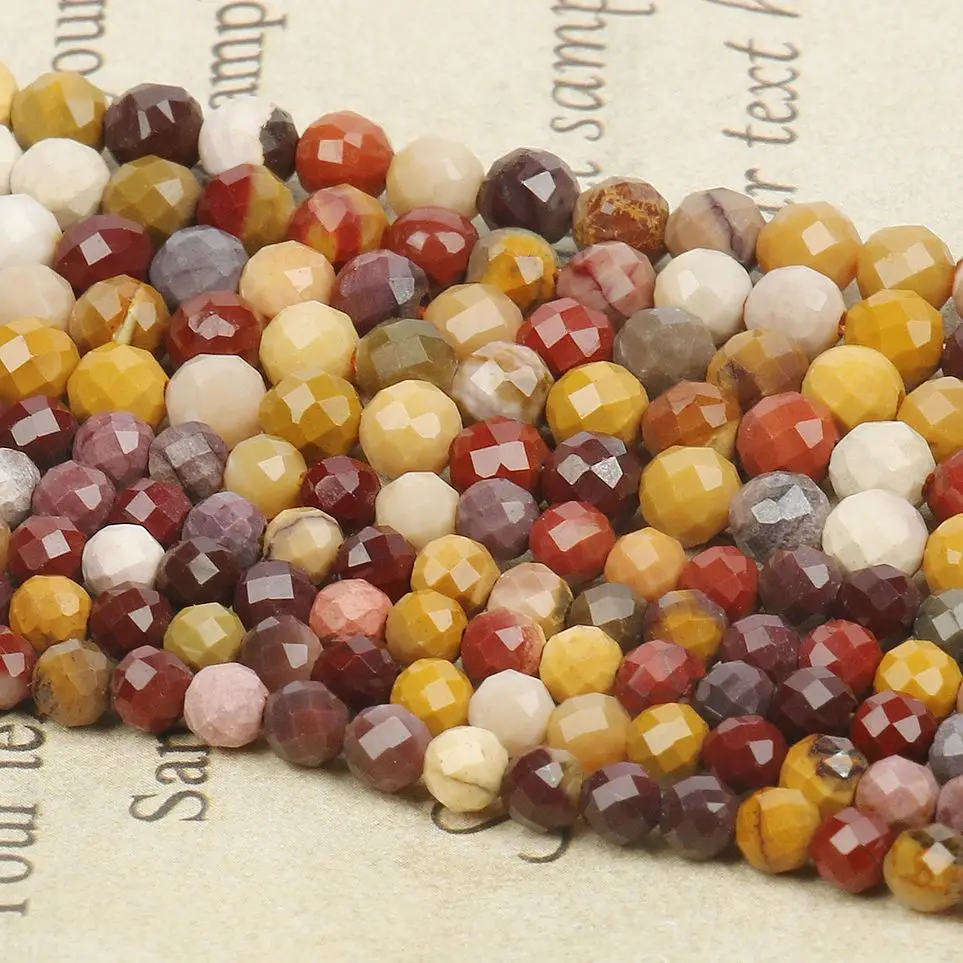 

Colorful Mookaite Gem Stone Natural Faceted 3 4mm 15'' Loose Spacer Beads for Jewelry DIY Making Bracelet Earrings Accessories