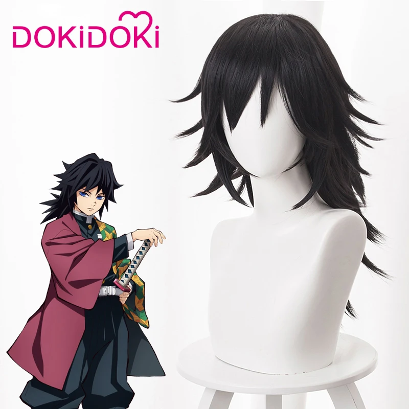 DokiDoki Аниме косплей парик убийца демонов: Kimetsu no Yaiba Copslay Tomioka Giyuu волосы для мужчин