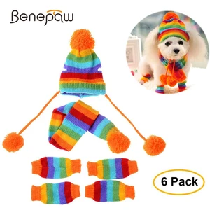 Benepaw Уютный Шарф гетры; Шапка; Комплект одежды осень-зима Прочный ручной вязки, Рождественская футболка для костюмированной вечеринки вечерние украшения для котенок кошка собака щенок