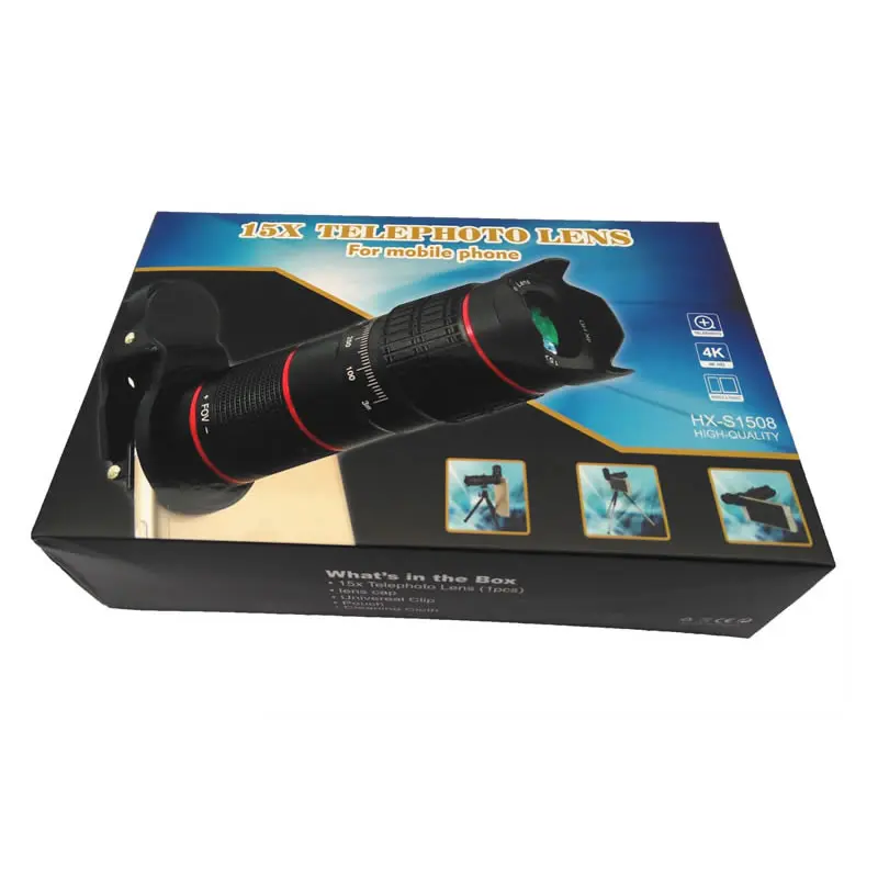 SNAPUM 4K HD полный экран фото 15X Телескоп Камера зум объектив водонепроницаемый мобильный телефон сотовый телефон телеобъектив для смартфонов