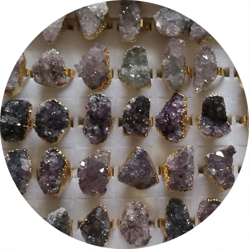 Новое геометрическое кольцо с натуральным кварцевым кристаллом | Украшения и