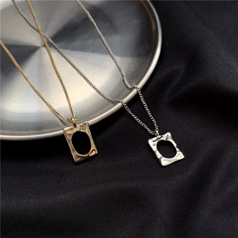 Simple Gold Silver Color Chain Hollow Geometric Square Choker Necklaces Women Minimalist Chocker Jewelry | Украшения и аксессуары