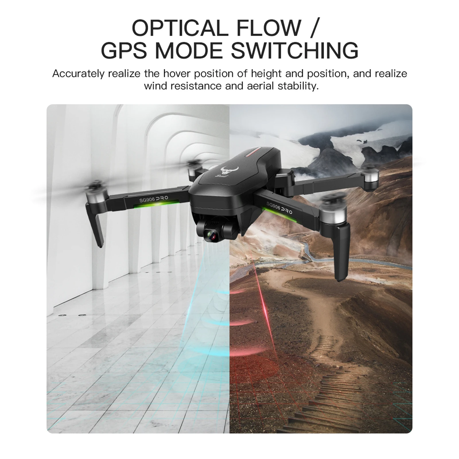 

Drone Camera for Adults WiFi RC Quadcopter 7.6V 3400mAh Video Recognition: 1-5m
