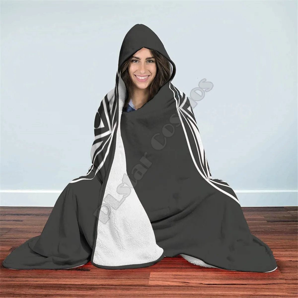 

Viking Tattoo 3D Printed Hooded Blanket Adult child Sherpa Fleece Wearable Blanket Cuddle Offices in Cold Weather Gorgeous 05
