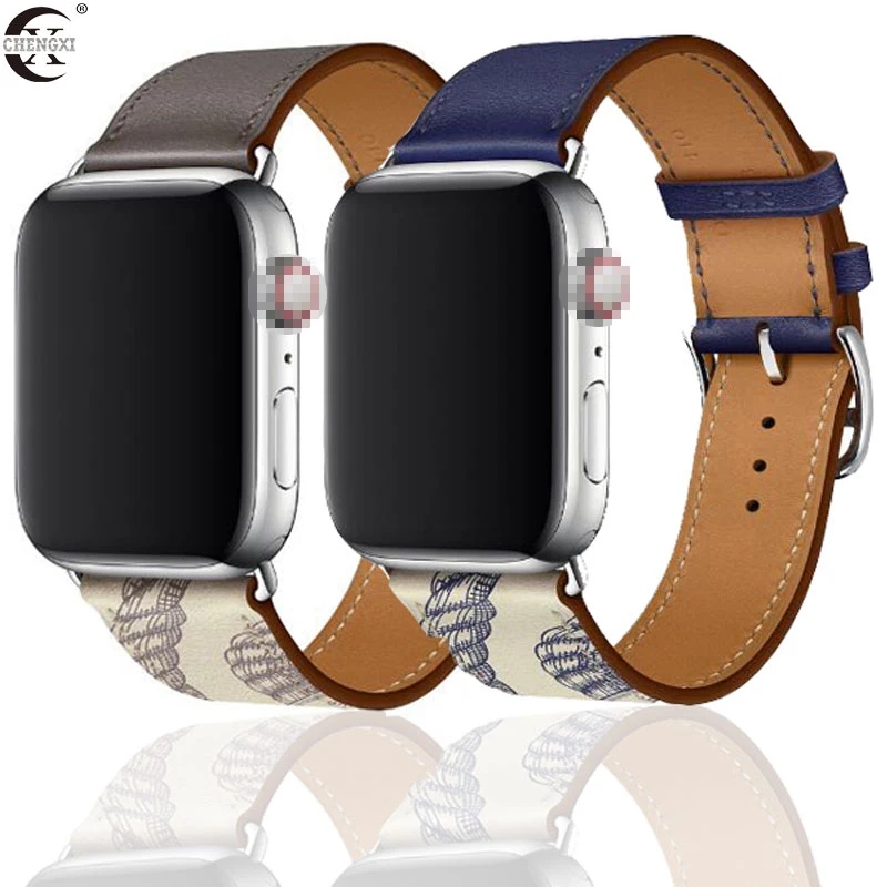 

leather band for Apple Watch 3 2 1 band,for iWatch 5 4 fashion bracelet strap 38mm 40mm 42mm 44mm leather art strap accessories