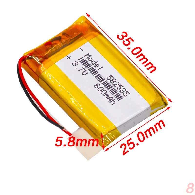 2 шт. 3 7 V 582535 600 мА/ч MP3 колонки литий-ионный аккумулятор умного дома полимерный для