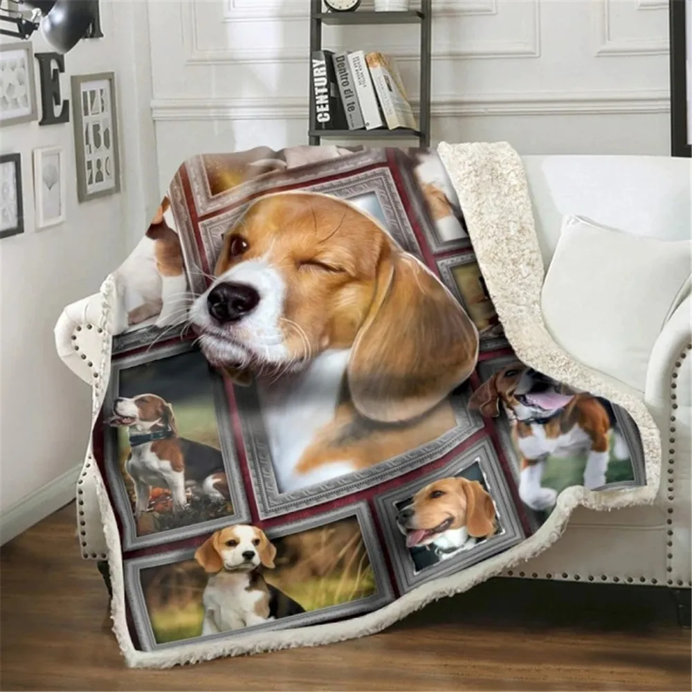 Двухслойное одеяло CLOOCL Wink Beagles s 3D с изображением собак сохраняет тепло подарок на