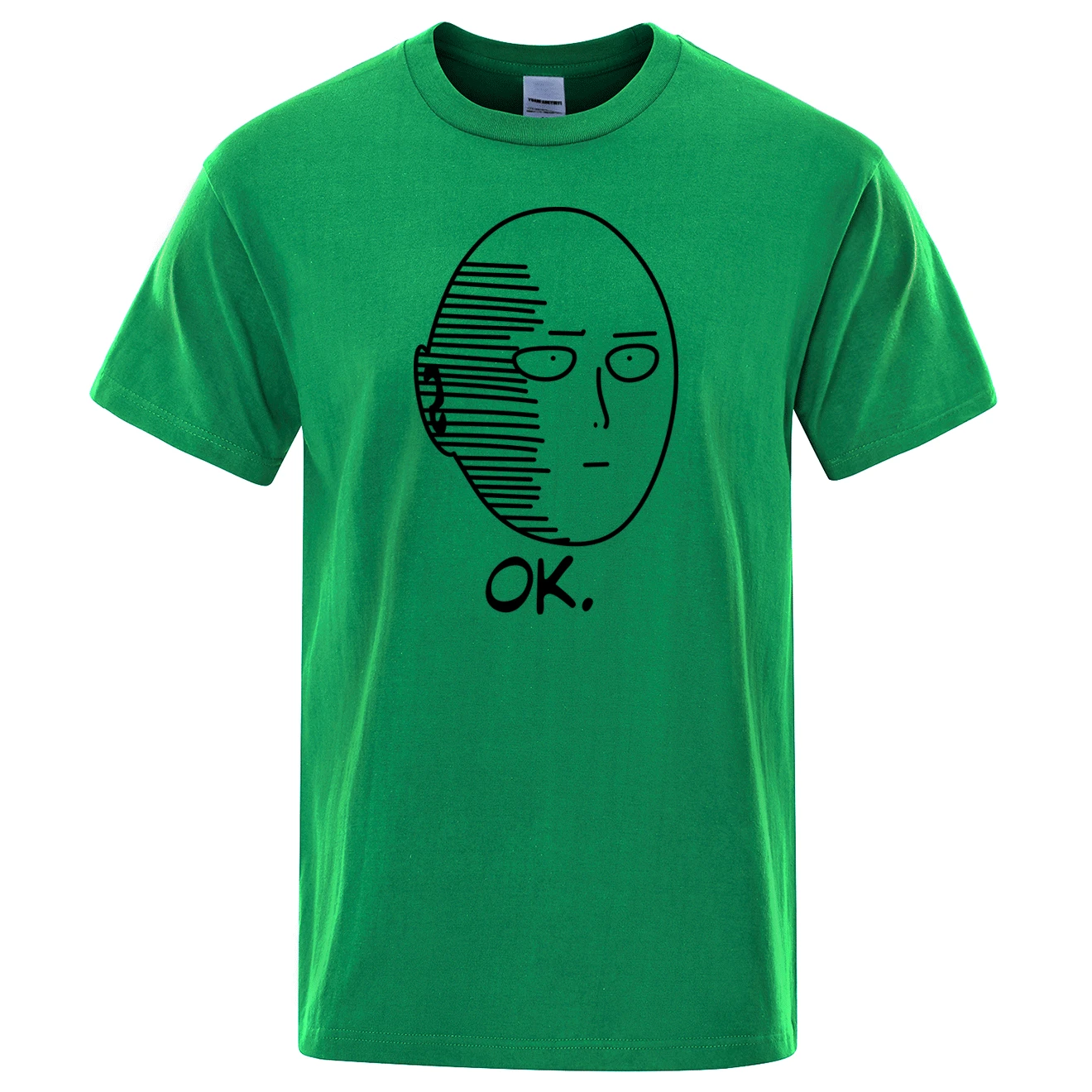 One Punch Man Saitama Sensei Мужская футболка с японским аниме хлопковая футболка Летняя Повседневная футболка с круглым вырезом Мужская Уличная Одежда Harajuku - Цвет: green 1