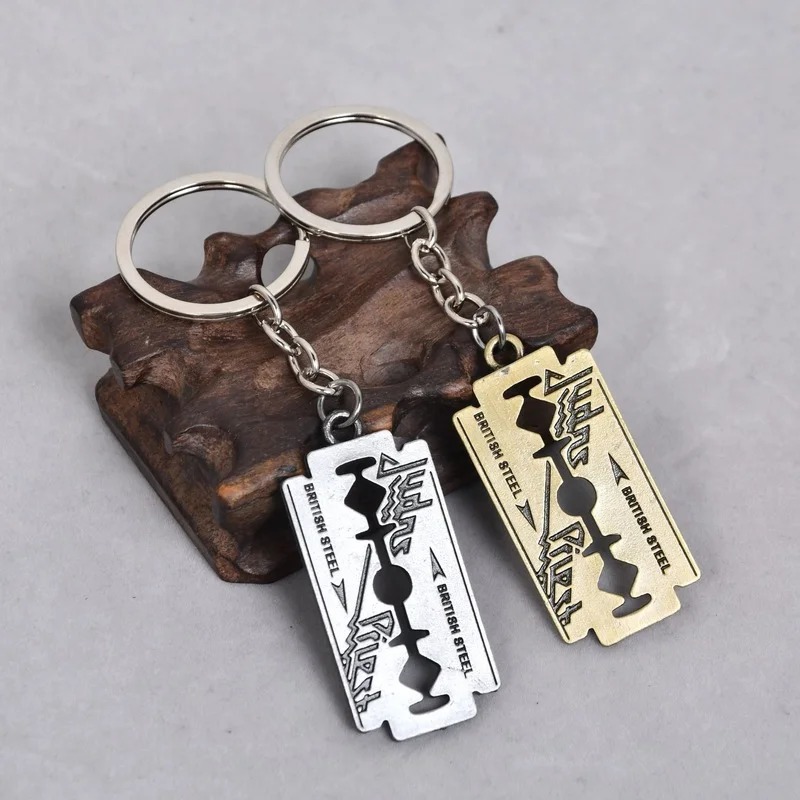 Hip Hop Rock Band Judas Priest Blade Razor Shape Pendant Key Chain Men Metal Keychain Keyring Chaveiro Jewelry Gift