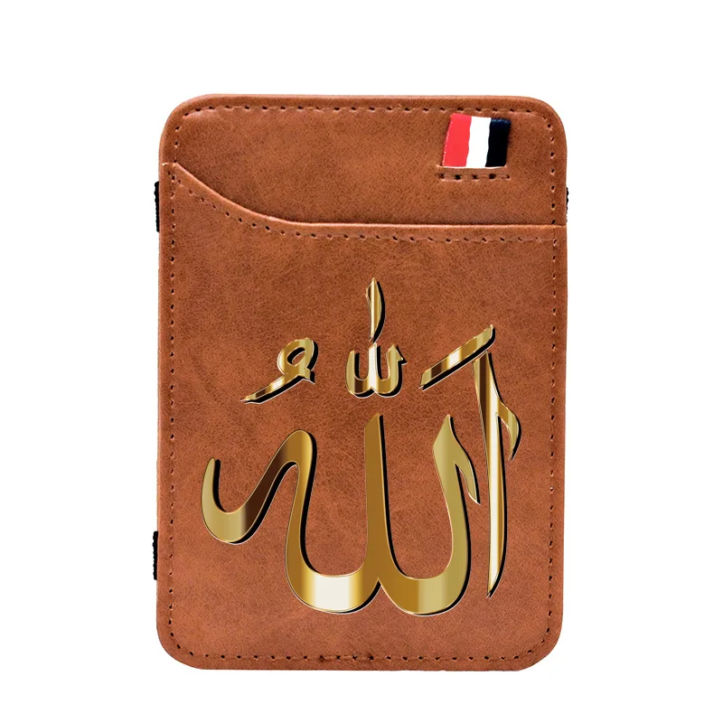 

Vintage Islamism Symbol Digital Printing Pu Leather Magic Wallets Men Women Credit Card Holder Solid Purse Short Money Bag