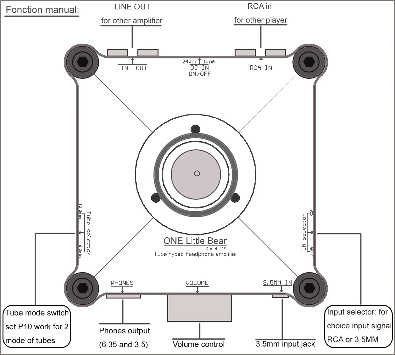 

P10 Black Tube Bravery Machine Earphone Amplifier Pre-amplifier Ear Amplifier 12AU7