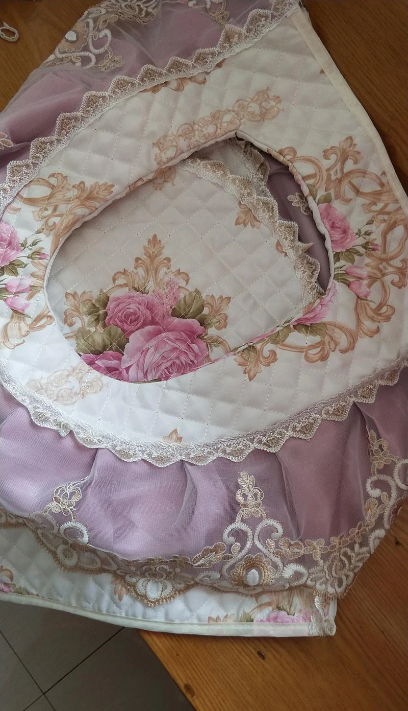 fyjafon 3pcs toilet seat cover washable embroidery toilet cover tank cover with storage bags printed lace bathroom toilet cover free global shipping