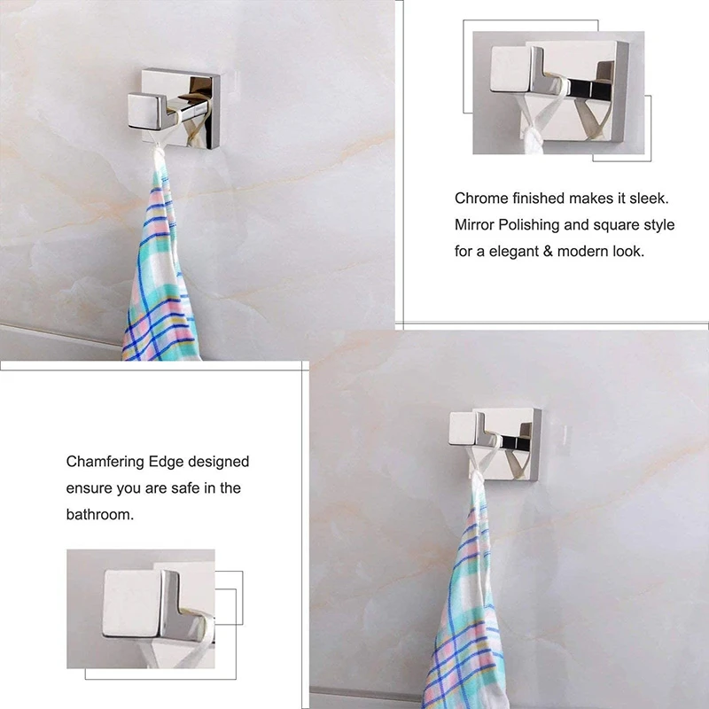 

Bathroom Accessory Set, Wall Mount Square, 5-Piece Bath Collection Set Towel Ring Hanger