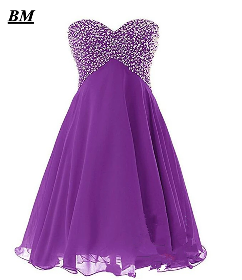 

2021 New Sweetheart Short Chiffon Homecoming Dresses Beaded Graduation Cocktail Lace Up Formal Prom Party Gown BM248