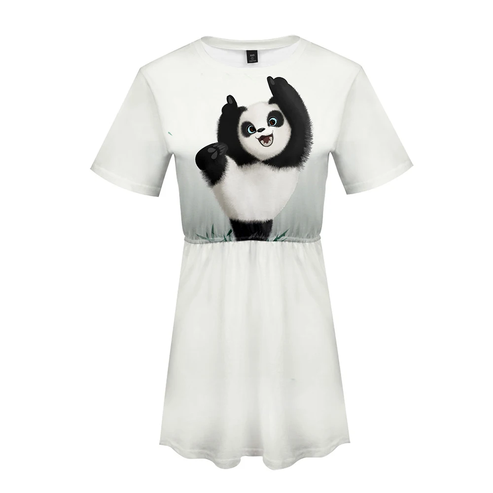 

2021 Funny Panda 3D Printed Women Dress Fashion Summer Short Sleeve Dresses Girls Casual Trendy Style Streetwear Animal Clothes