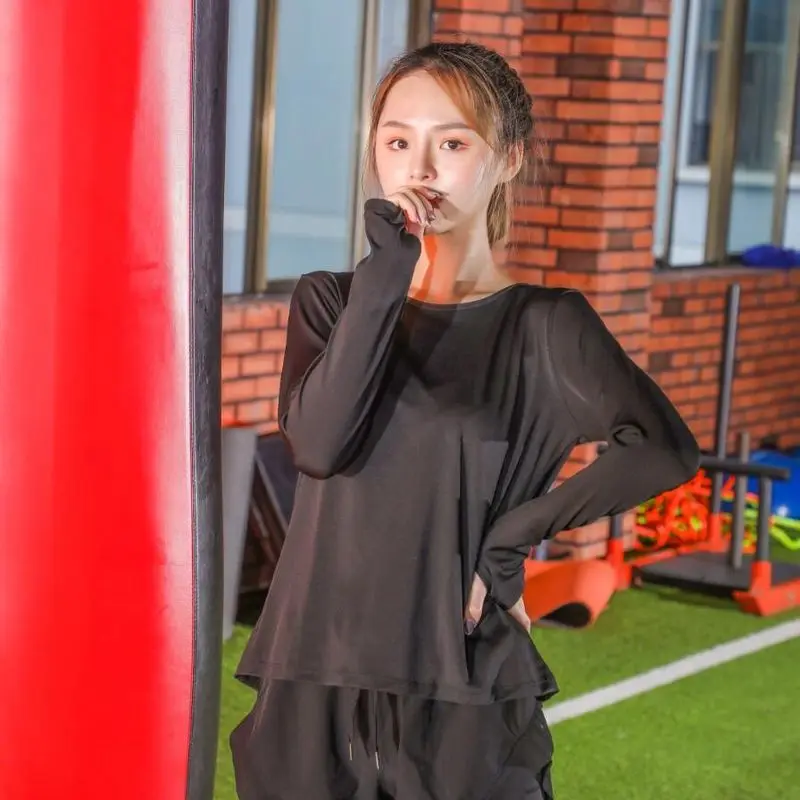 

2021 New High-Elastic Yoga Clothes Loose Breathable Long-Sleeved Sports Top Women's Fitness Running Beauty Back Hollow Blouse