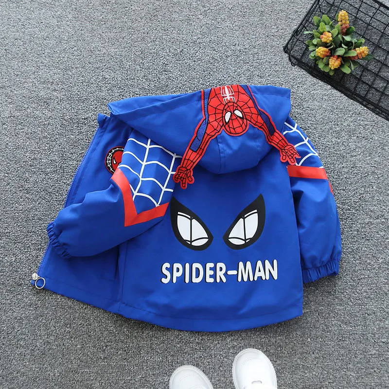 

Disney Children Spiderman Coat Spring and Autumn Outerwear Cotton Boy Jacket Hooded Sweatshirt Outerwear