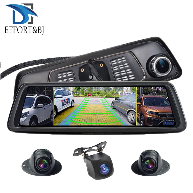 

Effort&BJ 4G Car Camera Rearview Mirror DVR 2GB+32GB 4CH Cameras Dash Cam10" Octa Core HD 1080P Recorder ADAS GPS Auto Registrar