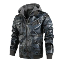 autumn camouflage pu jacket men fashion motorcycle biker leather jackets coat travel green camo hooded outdoor outerwear male