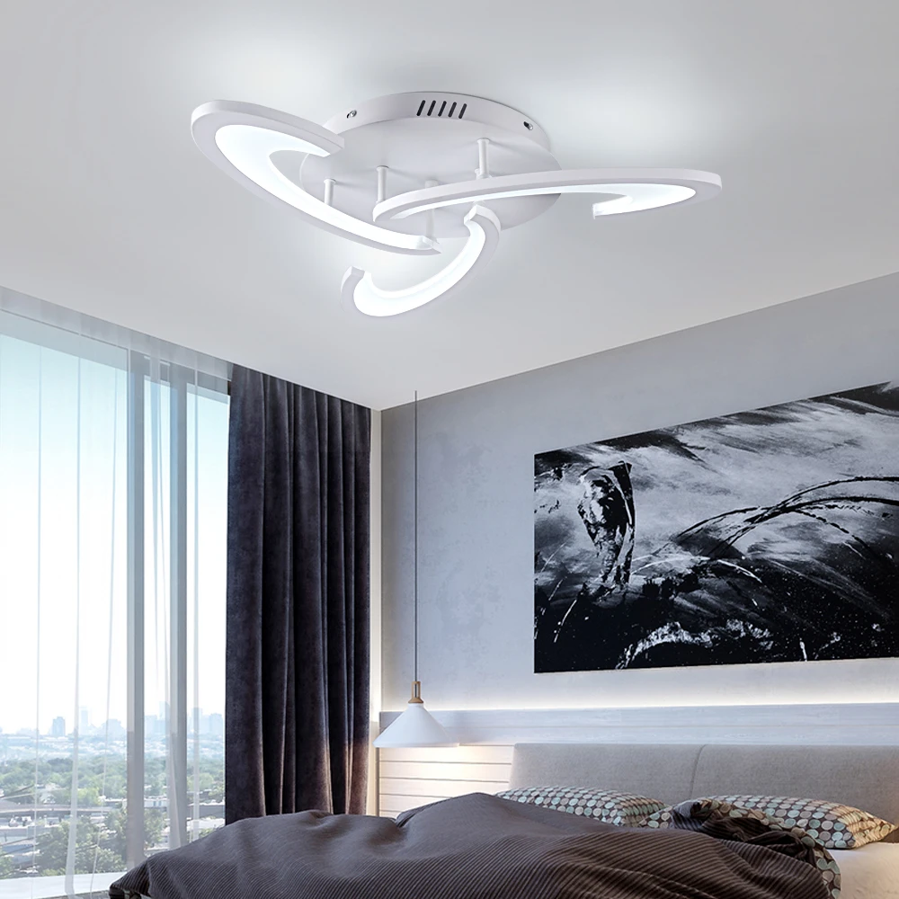 Lámpara de araña Led acrílica moderna, Lustre de techo, sala de estar color blanco para, dormitorio, accesorios de iluminación interior