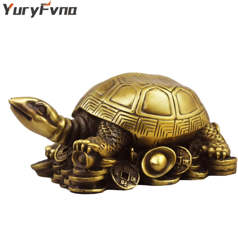 YuryFvna китайская латунная Статуэтка черепахи ручной работы статуя животного домашнее декоративное украшение коллекционный подарок