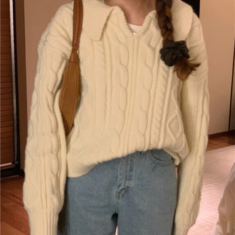 

retro chic all-match solid elegant termperament sweater preppy style sweet chic sweater outgoing dating streetwear 2020 winter