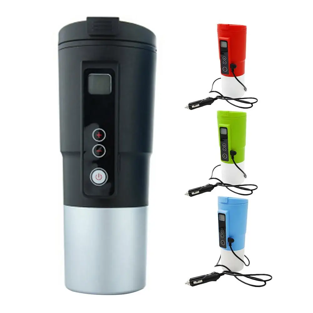 

12V 410ml Car Heating Cup Stainless Steel Integrated Smart Temperature Control For Travel Milk Coffee Drink Warmer Mug Dropship